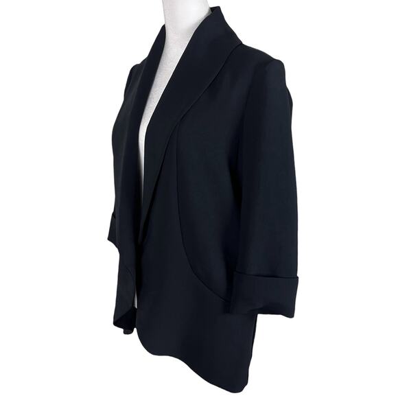 Wilfred Aritzia Chevalier Open Front Crepe Black Blazer 3/4 Sleeve Size XXS - Picture 5 of 8